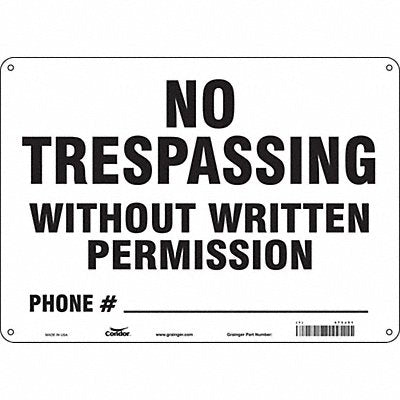 CONDOR 473J51 Safety Sign 10 in x 14 in Polyethylene
