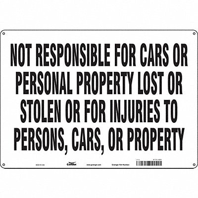CONDOR 473J60 Safety Sign 14 in x 20 in Polyethylene