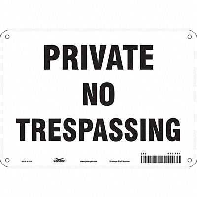 CONDOR 473J81 Safety Sign 7 in x 10 in Aluminum