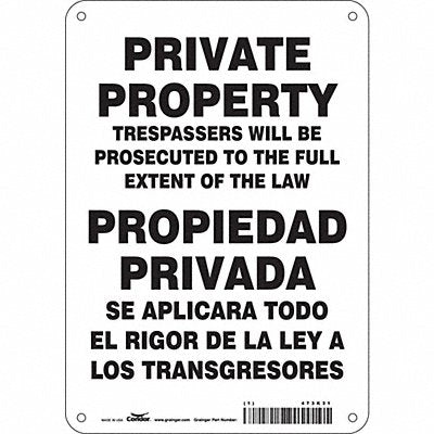 CONDOR 473K31 Safety Sign 10 in x 7 in Aluminum