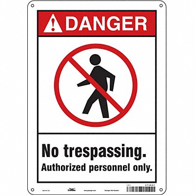 CONDOR 473K67 Safety Sign 14 in x 10 in Aluminum