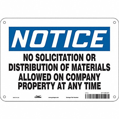 CONDOR 473K87 Safety Sign 7 in x 10 in Aluminum