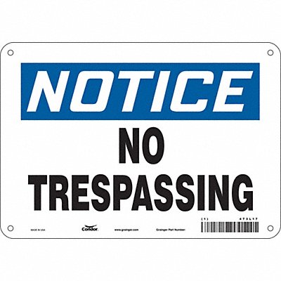 CONDOR 473L17 Safety Sign 7 in x 10 in Aluminum