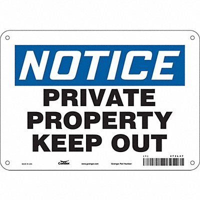 CONDOR 473L47 Safety Sign 7 in x 10 in Aluminum