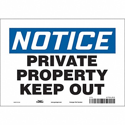 CONDOR 473L52 Safety Sign 7 inx10 in Vinyl