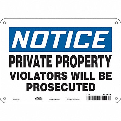 CONDOR 473L63 Safety Sign 7 in x 10 in Polyethylene