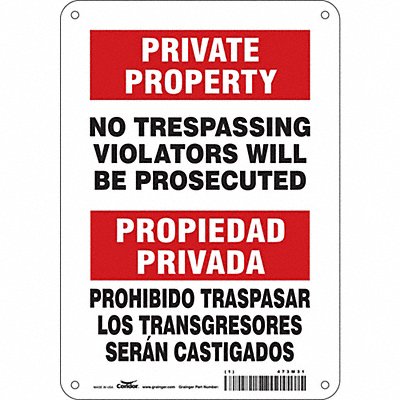 CONDOR 473M31 Safety Sign 10 inx7 in Polyethylene