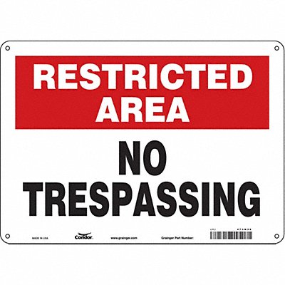 CONDOR 473M38 Safety Sign 10 inx14 in Polyethylene