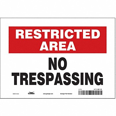 CONDOR 473M39 Safety Sign 7 in x 10 in Vinyl