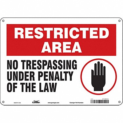 CONDOR 473M42 Safety Sign 10 inx14 in Aluminum