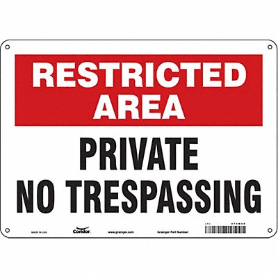 CONDOR 473M48 Safety Sign 10 in x 14 in Aluminum