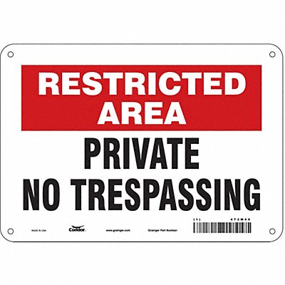 CONDOR 473M49 Safety Sign 7 in x 10 in Polyethylene