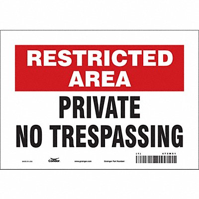 CONDOR 473M51 Safety Sign 7 in x 10 in Vinyl