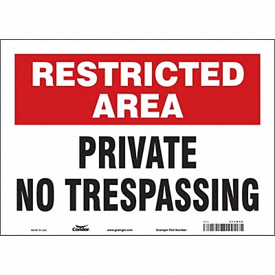 CONDOR 473M52 Safety Sign 10 in x 14 in Vinyl