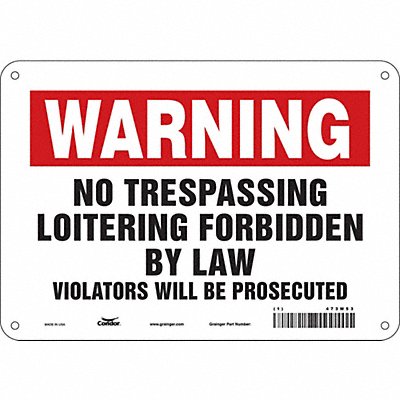 CONDOR 473M53 Safety Sign 7 in x 10 in Aluminum
