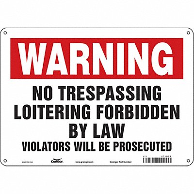 CONDOR 473M54 Safety Sign 10 in x 14 in Aluminum