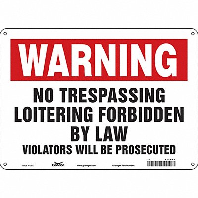 CONDOR 473M56 Safety Sign 10 in x 14 in Polyethylene
