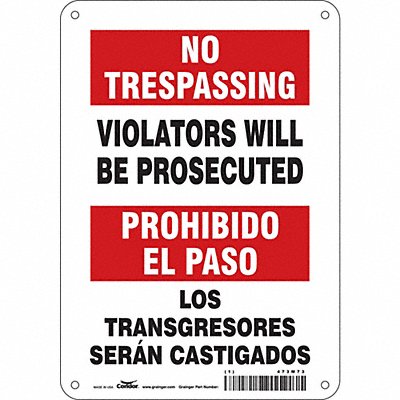 CONDOR 473M73 Safety Sign 10 inx7 in Polyethylene