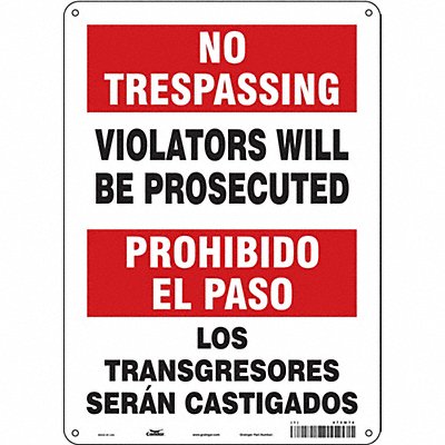 CONDOR 473M74 Safety Sign 14 inx10 in Polyethylene