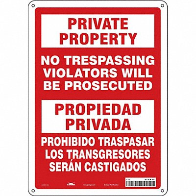 CONDOR 473M84 Safety Sign 14 inx10 in Aluminum