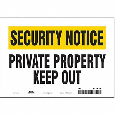 CONDOR 473M95 Safety Sign 7 inx10 in Vinyl