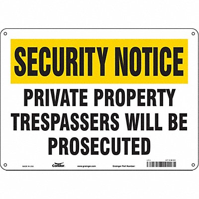 CONDOR 473M99 Safety Sign 10 inx14 in Aluminum