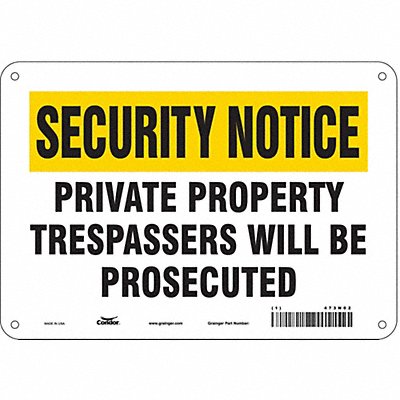 CONDOR 473N02 Safety Sign 7 in x 10 in Polyethylene