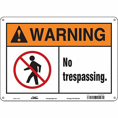 CONDOR 473N18 Safety Sign 10 in x 14 in Polyethylene