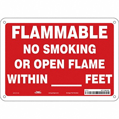 CONDOR 473N92 No Smoking Sign 7 in x 10 in Aluminum