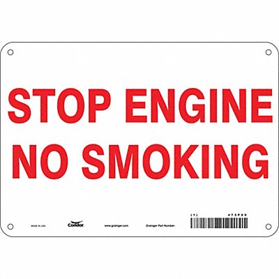 CONDOR 473P09 No Smoking Sign 7 in x 10 in Aluminum