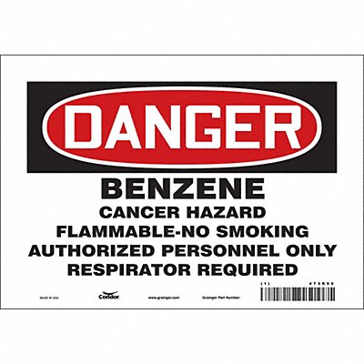 CONDOR 473R95 Safety Sign 7 inx10 in Vinyl