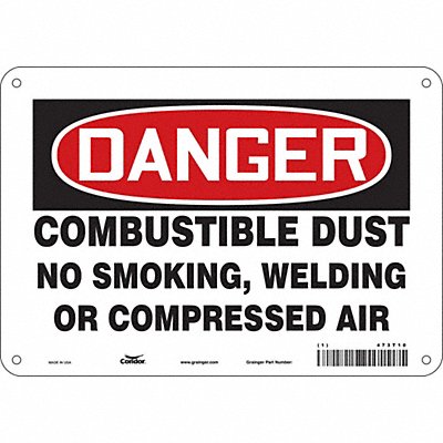 CONDOR 473T10 Safety Sign 7 in x 10 in Aluminum