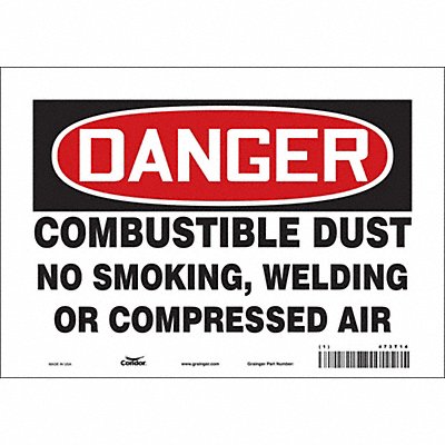 CONDOR 473T14 Safety Sign 7 in x 10 in Vinyl