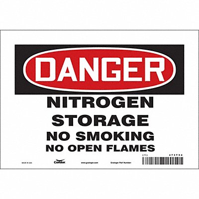 CONDOR 473T94 Safety Sign 7 in x 10 in Vinyl