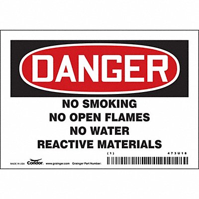 CONDOR 473U18 Safety Sign 3.5in x 5in Vinyl