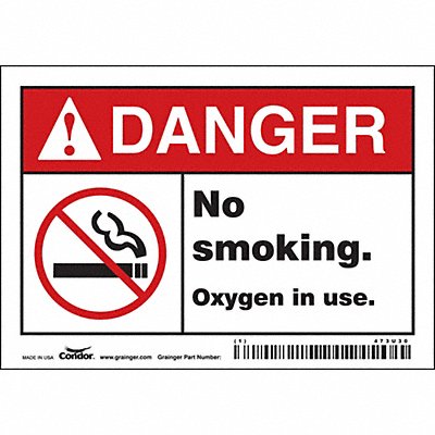 CONDOR 473U30 Safety Sign 3 1/2 inx5 in Vinyl