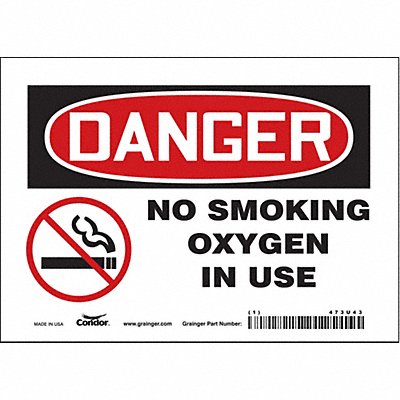 CONDOR 473U43 Safety Sign 5 in x 7 in Vinyl