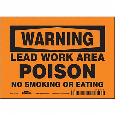 CONDOR 473V57 Safety Sign 5 in x 7 in Vinyl