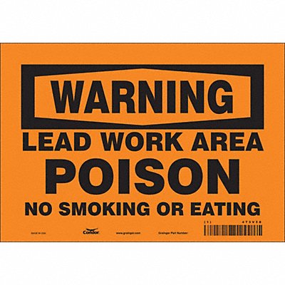 CONDOR 473V58 Safety Sign 7 inx10 in Vinyl