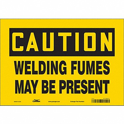 CONDOR 473W41 Safety Sign 7 in x 10 in Vinyl