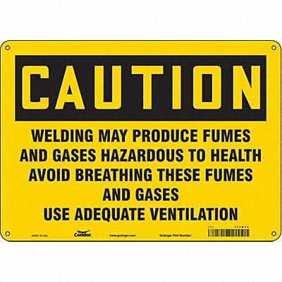 CONDOR 473W44 Safety Sign 10 inx14 in Aluminum