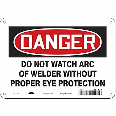 CONDOR 473W61 Safety Sign 7 in x 10 in Aluminum
