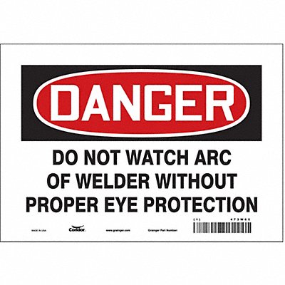 CONDOR 473W65 Safety Sign 7 inx10 in Vinyl