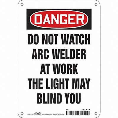 CONDOR 473W83 Safety Sign 10 inx7 in Aluminum