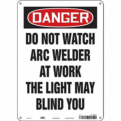 CONDOR 473W84 Safety Sign 14 inx10 in Aluminum
