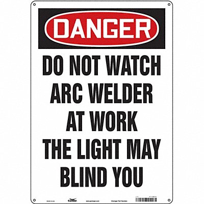CONDOR 473W85 Safety Sign 20 in x 14 in Aluminum