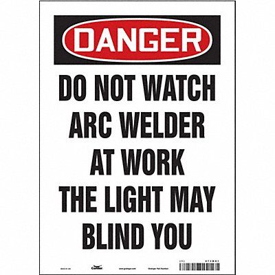 CONDOR 473W91 Safety Sign 14 in x 10 in Vinyl