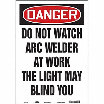 CONDOR 473W92 Safety Sign 20 in x 14 in Vinyl