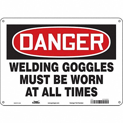 CONDOR 473X52 Safety Sign 10 in x 14 in Aluminum