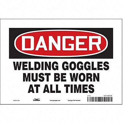 CONDOR 473X55 Safety Sign 7 in x 10 in Vinyl